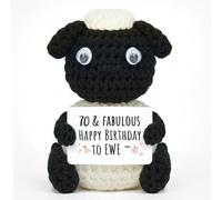 Giftasy 70th Birthday Gifts for Women - Handmade Crochet Cute Blacknose Sheep - 70 Year Old Birthday Gifts for Mum, Grandma, Auntie, Nanny, Friends, Happy 70th Gift Ideas