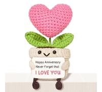 Giftasy Anniversary Romantic Gift for Her - Handmade Heart-Shaped Crochet Flower, I Love You Gifts for Girlfriend Wife, Anniversary Wedding Present for Wife, Cute Decor Present for Her