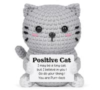Giftasy Emotional Support Cat Gift, Cute Handmade Crochet Cat with Positive Words, Cheer Up Gifts for Women, Inspirational Relaxation Gifts for Friend Daughter Sister Bestie Girlfriend Wife Mum