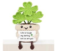 Giftasy Get Well Soon Gifts for Women, Handmade Positive Crochet Lucky Four-Leaf Clover, Feel Better Uplifting Recovery Gift, Thoughtful Gift for Her After Surgery, Hospital Stay, or Long-Term Healing