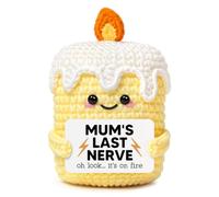 Giftasy Handmade Crochet Gift for Mum with Funny Message - “Mum's Last Nerve Oh Look It’s On Fire”, Unique Birthday Gift for Mum from Daughter or Son, Cute Small Keepsake Decoration