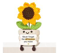 Giftasy Leaving Gift for Colleagues Women - Handmade Positive Sunflower Crochet - Never Forget The Different That You Make - Inspirational Gift for Women, Friend, Work Bestie, Adorable Desk Decor