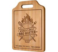 Giftasy Mens Birthday Gifts, Funny Gifts for Men - World's Best BBQ Master Bamboo Cutting Board Engraved - Mens Gifts for Birthday Christmas Fathers Day - The Man, The Grill, The Legend