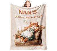 Giftasy Nan Gifts, Birthday Gifts for Nan from Grandchildren - Soft Cute Blanket Presents for Mother's Day Birthday Christmas, Unique Cat Flannel Blanket 60"x50"