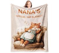 Giftasy Nana Gifts, Birthday Gifts for Nana from Grandchildren - Soft Cute Blanket Presents for Mother's Day Birthday Christmas, Unique Cat Flannel Blanket 60"x50"