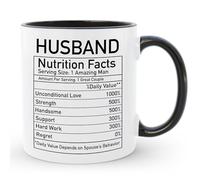 Giftbees Husband Coffee Mug, Birthday Anniversary Christmas Wedding Present from Wife, Hubby Nutrition Facts Tea Cup, Valentine's Day Gift for Him, 11 Oz Ceramic Mug for Groom to Be Marriage Gift