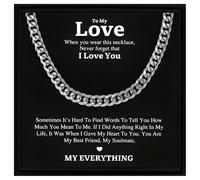Gifted Happiness Cuban Link Chain Necklace for Him - Romantic Gift from Wife or Girlfriend - To My Love Message Card & Gift Box Included
