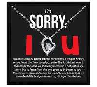 Gifted Happiness I'm Sorry Necklace Gift Apology Jewellery with Message Card Sentimental Forgiveness Gift for Her Romantic Heart Pendant Necklace for Girlfriend Wife or Partner