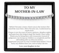 Gifted Happiness Mother-in-Law Tennis Bracelet Gift from Daughter-in-Law | Adjustable bracelet with heartfelt message card and gift box for birthdays, Mother's Day and saying thank you.