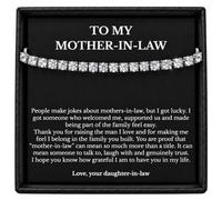 Gifted Happiness Mother-in-Law Tennis Bracelet Gift from Daughter-in-Law | Adjustable design with a message card, black gift box and red ribbon, ready to give for birthday, Christmas or Mother's day