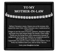 Gifted Happiness Mother-in-Law Tennis Bracelet Gift from Daughter-in-Law | Adjustable fit, clear stones and a heartfelt black message card, presented in a gift box with branded red ribbon