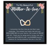 Gifted Happiness To My Beautiful Mother-in-Law Necklace Gift Sterling Silver Interlocking Heart Necklace Thoughtful Personalized Gift From Daughter In Law Mothers Day Birthday Gift