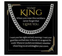 Gifted Happiness To My King Gift Necklace Gift for Him from Wife to Husband Valentine Gift for Husband Cuban Link Chain Necklace for Man Gift For Boyfriend