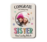 GIFTELIX Magnetic Picture Frames - Congrats ON Being My Sister Birthday Gift for Sisters - Unique Magnet Photo Frame for Women - Magnetic Frames for Refrigerator, Locker & More