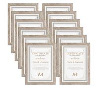 Giftgarden 12 Pack A4 Picture Frame Distressed Beige White, Multi Rustic Grain A4 Photo Frames Certificate Frames for Wall Hanging and Tabletop Display