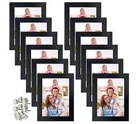 Giftgarden 12 Packs 3.5x5 Black Picture Frame Set for Desktop Display and Wall Mounting Indoor Decor