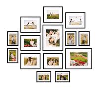 Giftgarden 14 Pack Black Picture Frames with Mat for Various Sizes Photos, Assorted Matted Frame Set Including Two 11x14, Six 8x10, Six 5x7, Gallery Frame Collage for Wall or Tabletop Display