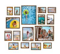 Giftgarden 16 Pack Brown Picture Frames for Multi Sizes Photos, Assorted Set Including Two 11x14, Two 8x10, Six 5x7, Six 4x6, Gallery Collage Frame for Wall or Tabletop Display