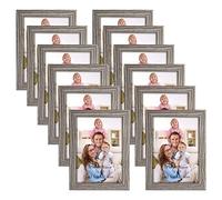 Giftgarden 7x5 Photo Frame Distressed Grey, 5 by 7 Rustic Gray Photo Frames Bulk for Wall or Tabletop, 12 Pack