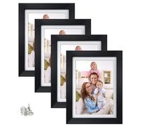 Giftgarden 7x5 Photo Frames Set of 4, Display 5x7 Pictures with Mat or 6x8 without Mat for Wall Decor or Tabletop Decoration, Black