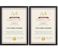 Giftgarden Black A4 Picture Frame, Versatile A4 Photo Frames Suitable for Desk or Wall Display of Certificates, Posters, and Artwork - Single (Pack of 2)