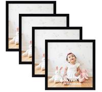 Giftgarden Set of 4 Picture Frames 20 x 20 cm - 10 x 10 cm with Mount Black | Square photo frame, two sizes in one frame for family photos or office certificates