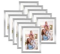 Giftgarden Silver 5x7 Picture Frame Set of 10, Matted to 4x6 Picture with Mat or 5 by 7 Photo without Mat for Wall Tabletop Display
