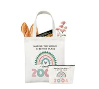 GiftGem 21st Birthday Gift Bags for Women, 2 Pcs Gift Bag Set With Cute Makeup Bag & Canvas Tote Bag, Fabulous Gifts for 21st Birthday Friends Female, Daughter, Best Friend