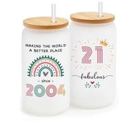 Giftgem 21st Birthday Gift for Girls - Happy 21st Birthdays Cup for Women,Travel Mug, Interesting Personalized Mug, Born in 2004 Birthday Gift for Your 21-Year-Old Daughter, Sister, Girlfriend, Friend