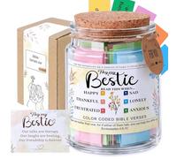 GiftGem Bestie Gifts Bible Verse Jar Scripture Card Set with Colour-Coded Messages, Christian Gift for Women Sister Prayer Partner, Birthday Gifts for Women, Glass Jar with Cork Lid, Friendship