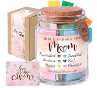 GiftGem Mum Gifts Bible Verse Jar 92 Scripture Cards with Chapter References, Christian Gift for Mother, Spiritual Encouragement Glass Jar, Mum Birthday Gifts, Colour-Coded Keepsake with Gift Box