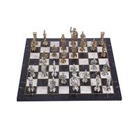 GiftHome Historical Rome Figures Metal Chess Set for Adult,Handmade Pieces and Marble Design Wood Chess Board King 4.3 inc