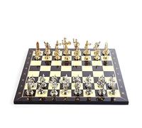 GiftHome Historical Rome Figures Metal Chess Set for Adult,Handmade Pieces and Walnut Patterned Wood Chess Board Kıng 2.8 inc