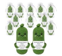 GIFTIARA 12Pcs Funny Positive Pickled Emotional Support Pickles, Cute Crochet Cucumber Toy with Positive Card Cheer Up Dolls Gifts for Birthday Holiday Party