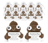 GIFTIARA 12Pcs Funny Positive Poo Emotional Support Poop, Cute Crochet Cucumber Toy with Positive Card Cheer Up Dolls Gifts for Birthday Holiday Party