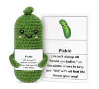GIFTIARA Funny Positive Pickled Emotional Support Pickles, Cute Crochet Cucumber Toy with Positive Card Cheer Up Funny Gag Gifts for Best Friend Birthday Housewarming Women Teacher Fall (Pickle)