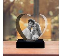 Giftic 3D Customized Modern & Classic Heart Crystal Photo, Personalized Gifts With Your Own Photo for Him,Her,Mom,Dad Gift (Classic Heart, Medium:10x9x6cm, Crystal)