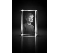 Giftic 3d Laser Engraved Classic Rectangle Crystal Custom Photo Print, Personalised Gifts for her/him, dad/mom, Anniversary Couples Gifts (Tall, Small: 8x5x5cm, Glass Crystal)