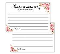 Giftideaworkshop 50 Floral Share A Memory Cards for Celebration of Life Birthday Anniversary Memorial Funeral Graduation Bridal Shower Game, Guest Book Ideas, and Alternatives.4x6 Inches