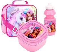GIFTIDEAZZ Kids Character Lunch Set - 3-Piece Insulated Bag, Sandwich Box & Bottle - BPA Free Travel Lunch Kit for Children (Barbie and Unicorn [I Believe])
