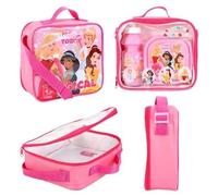 GIFTIDEAZZ Kids Character Lunch Set - 3-Piece Insulated Bag, Sandwich Box & Bottle - BPA Free Travel Lunch Kit for Children (Disney Princesses [Kindness and Courage])