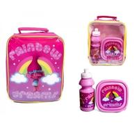 GIFTIDEAZZ Kids Character Lunch Set - 3-Piece Insulated Bag, Sandwich Box & Bottle - BPA Free Travel Lunch Kit for Children (Trolls Rainbow Dreams [Dance Hug])