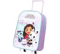 GIFTIDEAZZ Kids Wheeled Trolley Backpack - Foldable Suitcase Rucksack with Favorite Character Designs - Travel Carry-on Luggage for Children (Standard Gabby's Dollhouse Trolley)