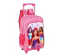 GIFTIDEAZZ Kids Wheeled Trolley Backpack - Foldable Suitcase Rucksack with Favorite Character Designs - Travel Carry-on Luggage for Children (Deluxe Barbie and Friends Trolley)