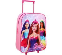 GIFTIDEAZZ Kids Wheeled Trolley Backpack - Foldable Suitcase Rucksack with Favorite Character Designs - Travel Carry-on Luggage for Children (Standard Barbie and Friends Trolley)