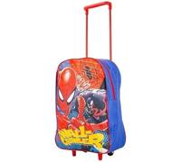 GIFTIDEAZZ Kids Wheeled Trolley Backpack - Foldable Suitcase Rucksack with Favorite Character Designs - Travel Carry-on Luggage for Children (Standard Spiderman Wall-Crawler Trolley)