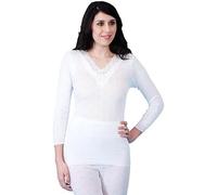 GIFTIDEAZZ Made in UK - Ladies 100% Cotton White Soft Underwear Top - Built Up, French Neck, Short and Long Sleeve