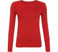 GIFTIDEAZZ TIMELESS GIFTS THAT REFLECT YOUR STYLE - Made in The UK - Women's Long Sleeve Round Neck Scoop Neck Plain T-Shirts (Red XXL)