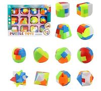Giftik 12PCS Mini 3D Brain Teaser Puzzles Set,3D Interlocking Plastic Jigsaw Games Educational Toy,Party Favours Supplies Gift for Adult Kids Teens