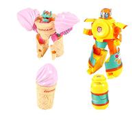 Giftik 2 PCS DIY Food Transforming Robot Toys Pack, Deformable Hamburger French Fries Robot Role Play Early Educational Toys Set for Adult Kids Boys Girls (Yogurt + Ice cream)